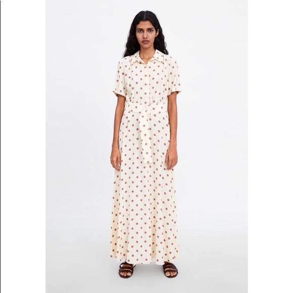 white polka dot dress zara
